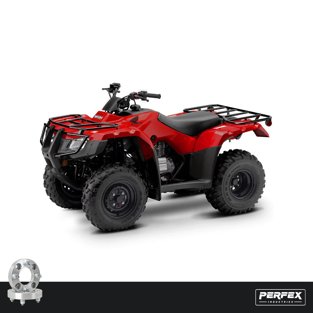 PERFEX aluminum wheel spacers for Honda FourTrax Recon 250 ATV. High-performance 6061-T6 aluminum spacers with 4x110 bolt pattern, M10-1.25 studs, and customizable thickness.