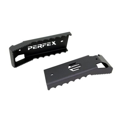 Durable PERFEX oversized ATV foot pegs for Can-Am Outlander G3 850 and 1000R models (also compatible with Can-Am Outlander G3L 500, 700 and PRO), designed for superior stability and grip, displayed on clean white background.