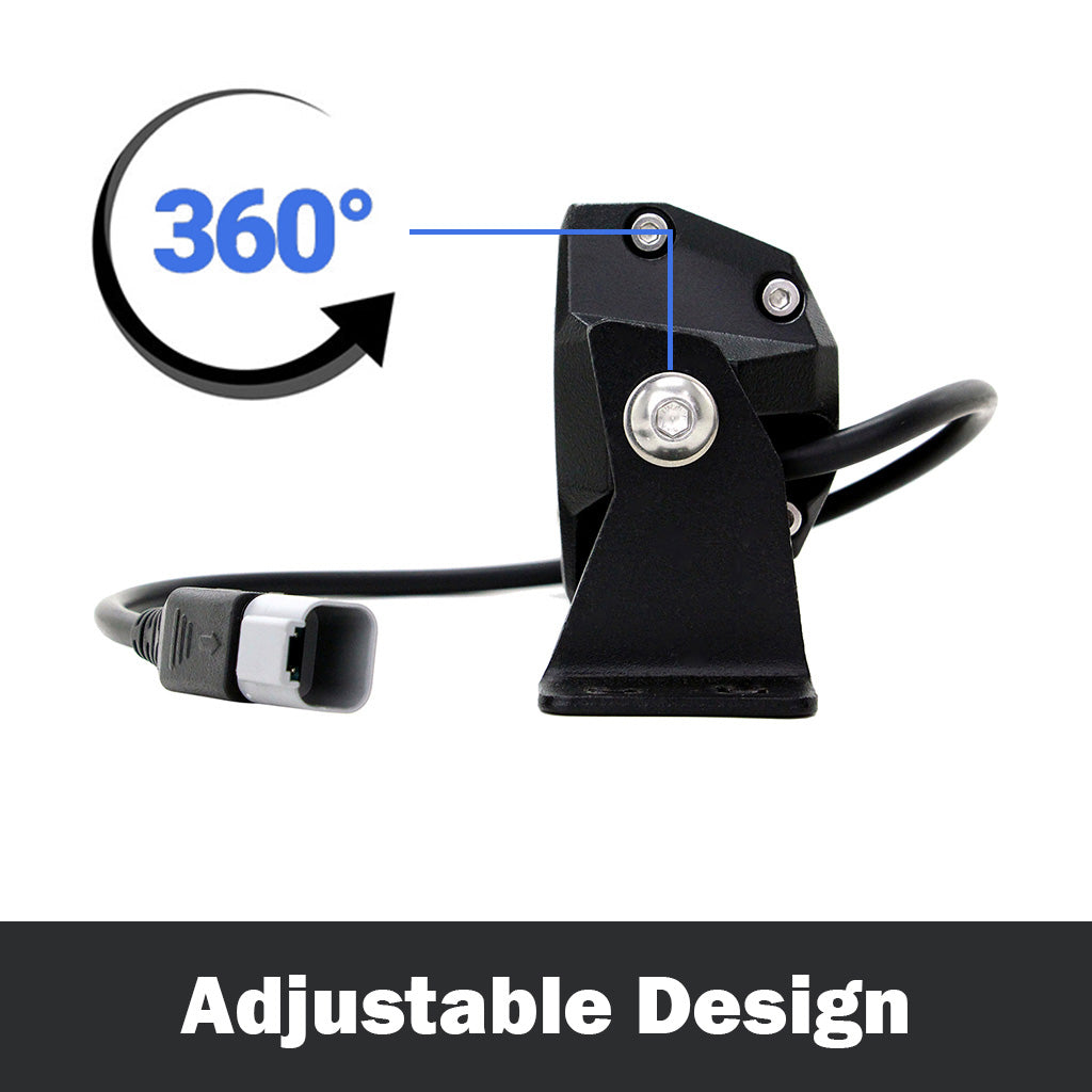 Side view of the adjustable design of the PERFEX LED light bar, compatible with ATV, UTV, side-by-side, off-road, and 4x4 vehicles. Allows for customized positioning and alignment for optimal illumination.