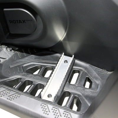 PERFEX left aluminum ATV foot peg installed on a Can-Am Outlander G3 850 DPS, showcasing enhanced grip and seamless fit.