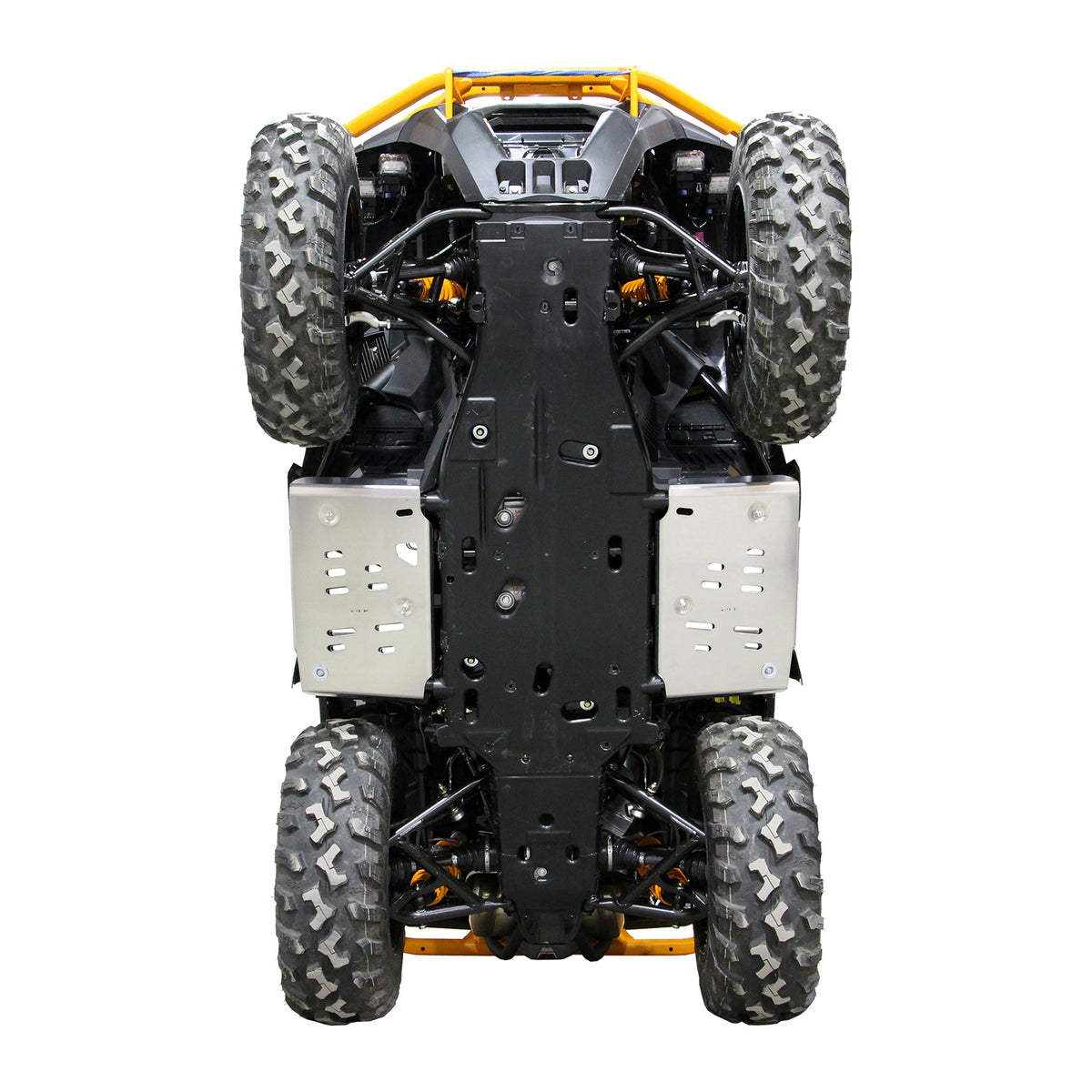 2025+ Can-Am Outlander G3 850/1000R with PERFEX™ 3/16" Aluminum Footwell Skid Plate Kit. Reinforced ATV footwell protection for rugged off-road trails.