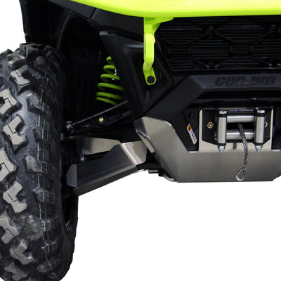 2025+ Can-Am Outlander MAX 850 XT with PERFEX™ Full Skid Plate Kit. Reinforced ATV bash plate for maximum underbody protection on rough terrain.