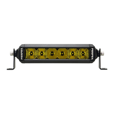 PERFEX 6-inch single row LED light bar in gold, designed for ATV, UTV, side-by-side, off-road, and 4x4 vehicles. Offers powerful illumination and a unique appearance for improved visibility.