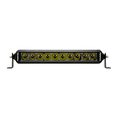 PERFEX 10-inch single row LED light bar, suitable for ATV, UTV, side-by-side, off-road, and 4x4 vehicles. Delivers strong, wide illumination for enhanced visibility in all conditions.