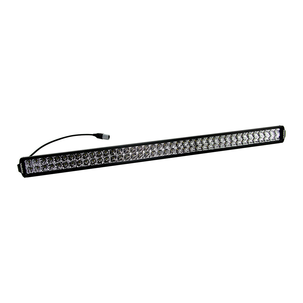 Side view of the PERFEX 40-inch dual row LED light bar, ideal for ATV, UTV, side-by-side, off-road, and 4x4 vehicles. Provides powerful, wide illumination with dual rows for enhanced visibility and performance.