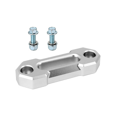 Three-quarter view of the PERFEX ATV winch fairlead showcasing its precision-machined aluminum construction and supplied M10-1.25 mounting hardware.