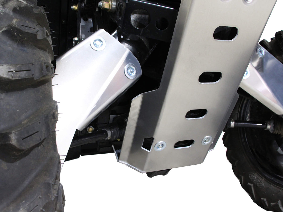 PERFEX aluminum rear frame skid plate with welded protection for inner boots on a Can-Am Outlander MAX 6x6 1000R G2 ATV
