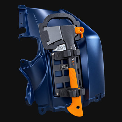 Honda Foreman 500/520 ATV with Project Backcountry Modular FenderLink carrying an axe as utility gear on right front fender.