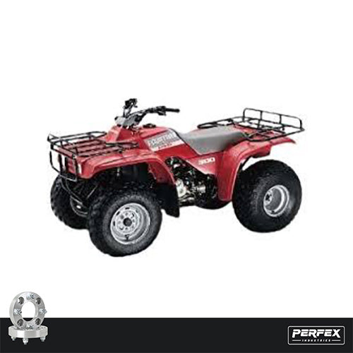 PERFEX aluminum wheel spacers for Honda FourTrax TRX 300 ATV. High-performance 6061-T6 aluminum spacers with 4x110 bolt pattern, M10-1.25 studs, and customizable thickness.