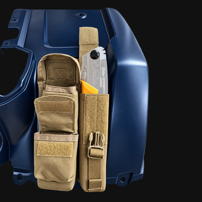Project Backcountry Modular FenderLink on Honda Rubicon 500/520 carrying MOLLE pouches and utility gear on right fender.