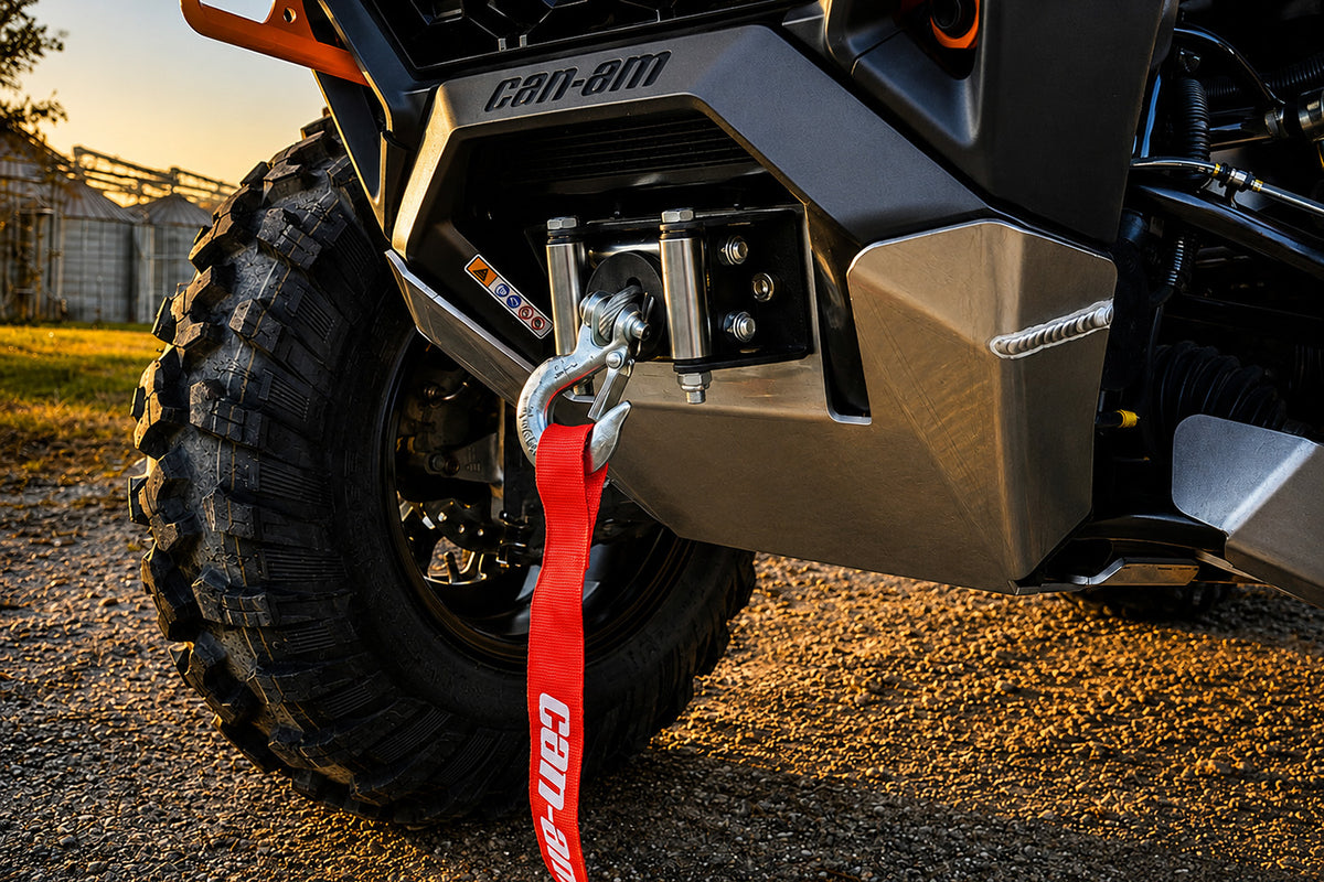 PERFEX 3/16" aluminum frame skid plate kit installed on a 2025 Can-Am Outlander 1000R XT-P Gen 3.