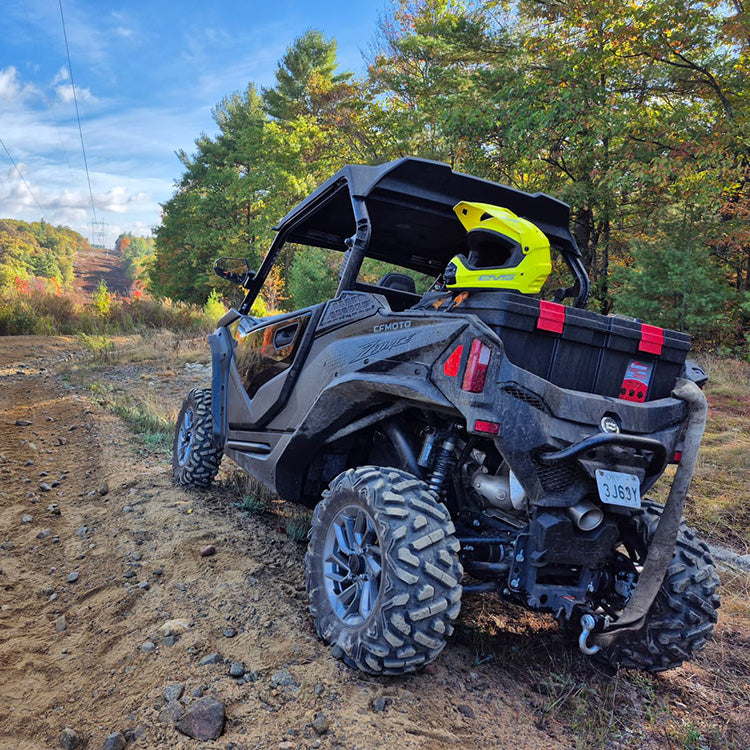 CFMoto ZForce 950 Trail in Ontario, Canada with PERFEX 1.5-inch lift kit and 1.5-inch and 2-inch wheel spacers installed.